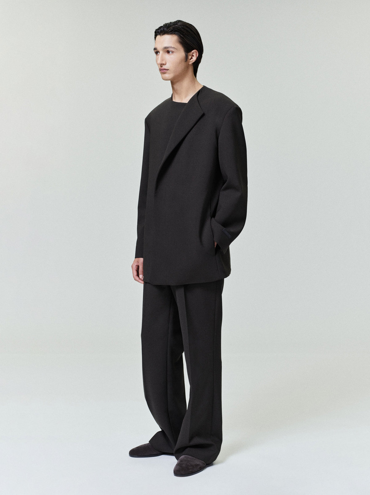 Double Weave Wool Crewneck Jacket