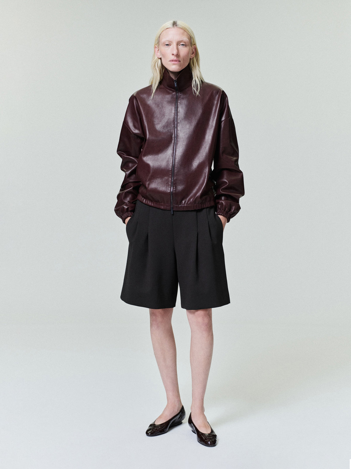 Womens Leather Track Jacket