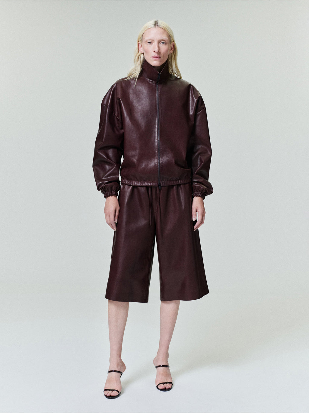 Womens Leather Track Jacket