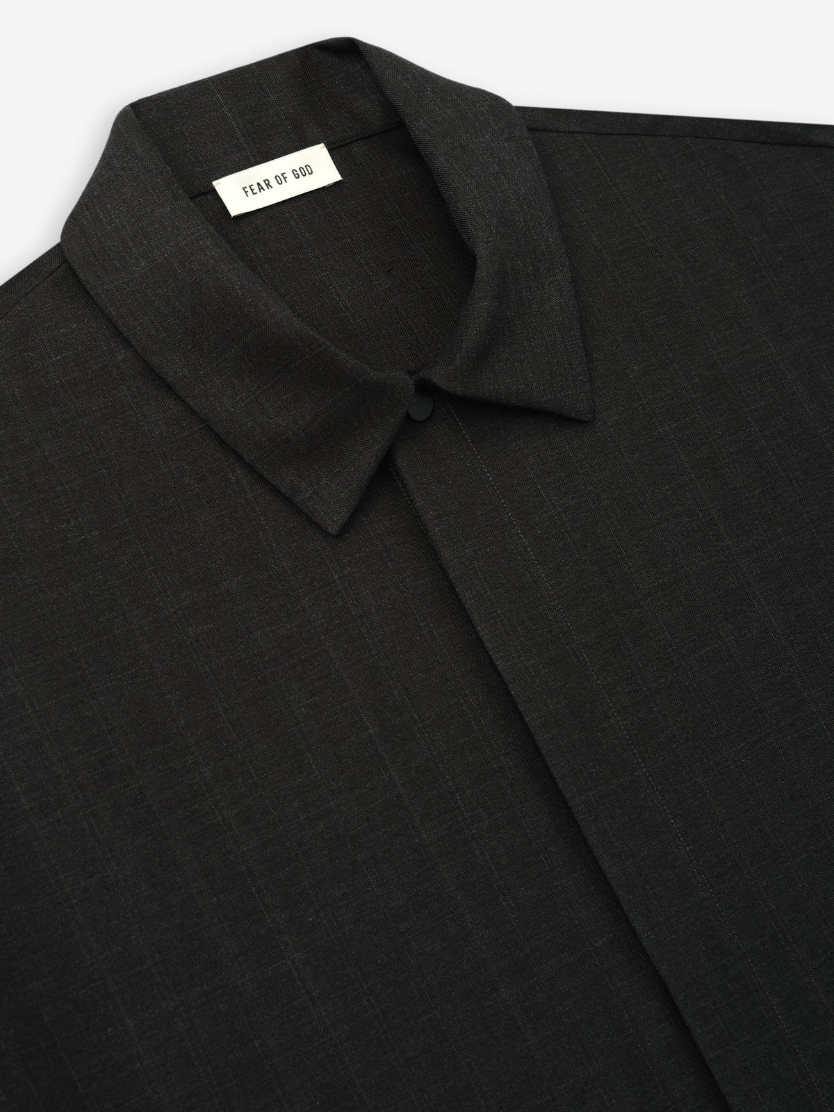 Grey Striped Wool Elastic Cuff Shirt
