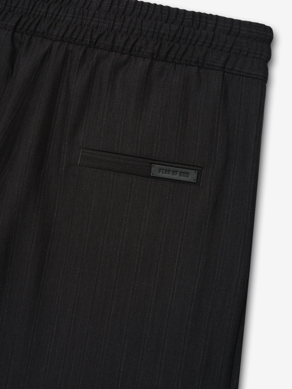 Black Striped Wool Baggy Shorts