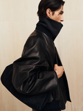 Leather Raglan Bomber Jacket